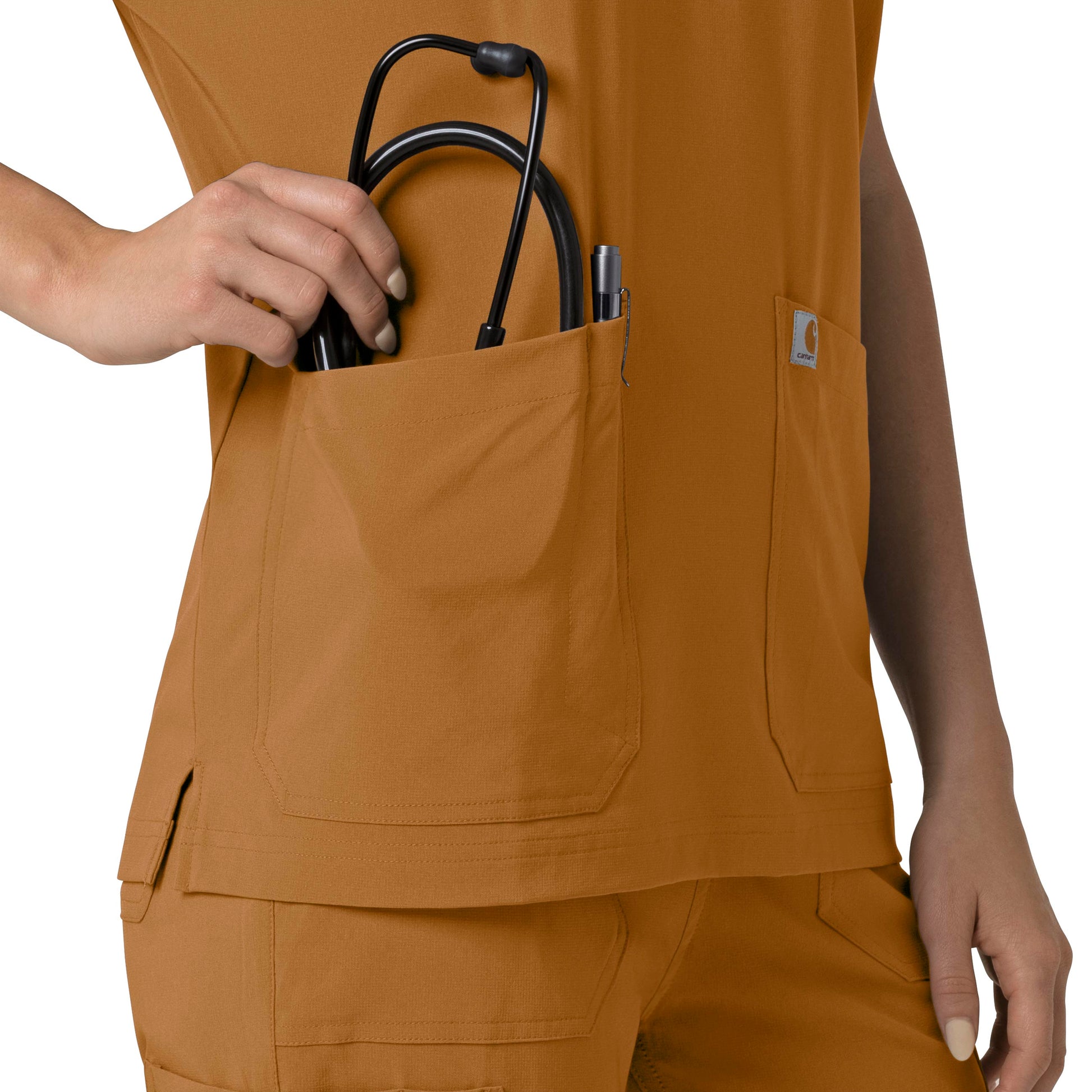 Force Cross-Flex C13110 Oversized V-Neck Scrub Top Fox Brown Model Image Alternate | Carhartt