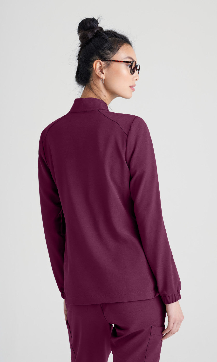 Grey's Anatomy Evolve GSSW886 Virtue Scrub Jacket Wine