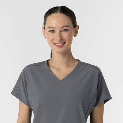 RENEW 6154 Women's V-Neck Tunic Scrub Top Pewter