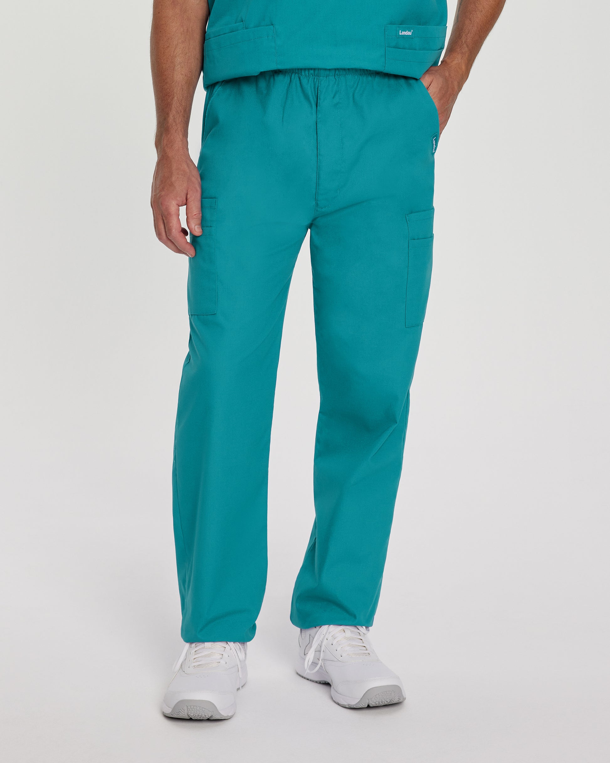 Essentials 8555 Men's Cargo Scrub Pants Teal Image