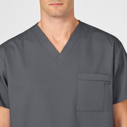 WonderWORK 100 Unisex V-Neck Scrub Top Pewter Model Image Alternate | Wink