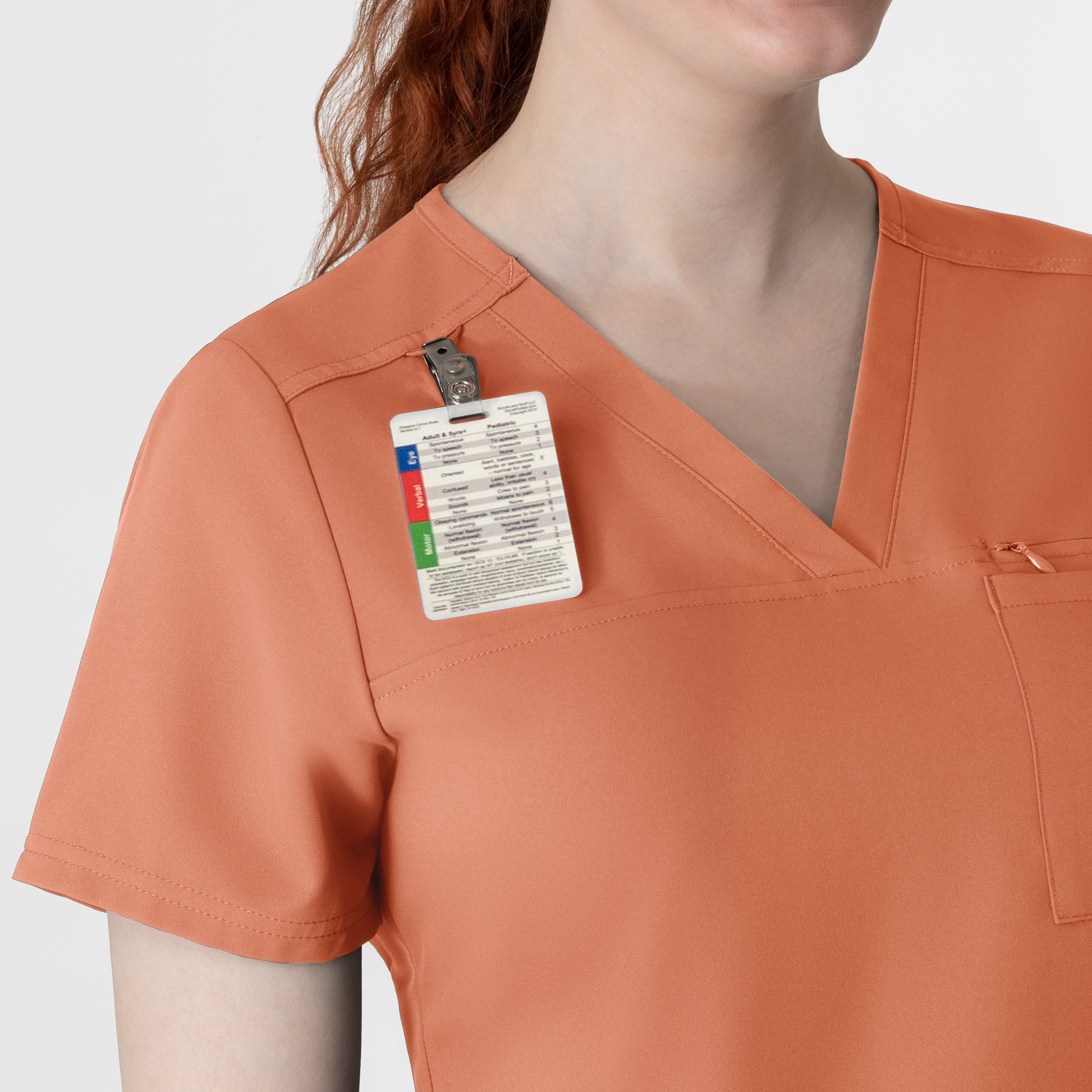 Thrive 6222 V-Neck Tuck-In Scrub Top Terracotta Model Image Alternate | Wink