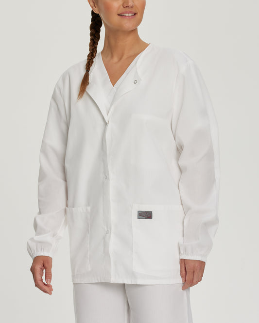 Scrub Zone 75221 Women's 3 Pocket Warm Up Scrub Jacket White Image