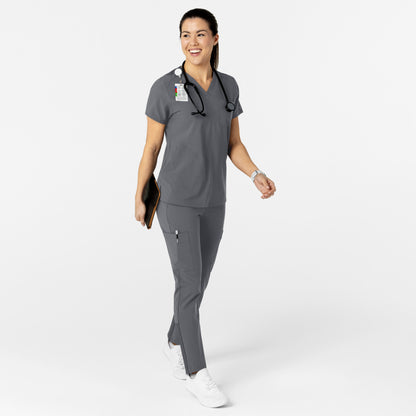 W123 6045 Flex-n-Reach V-Neck Scrub Top Pewter Model Image Alternate | Wink