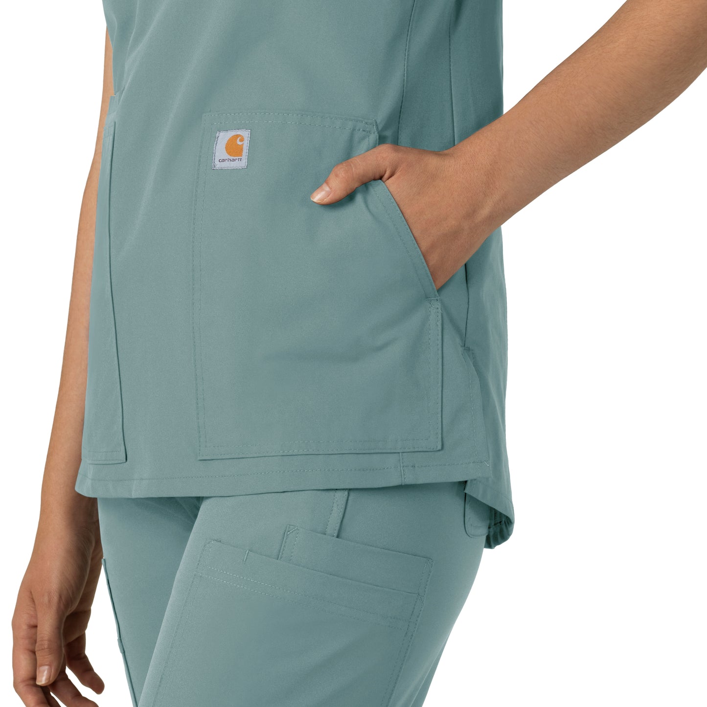 Force Essentials C12213 Notch Neck Tunic Scrub Top Summer Blue Model Image Alternate | Carhartt