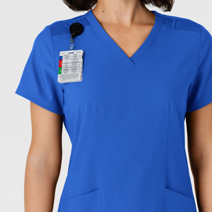 W123 6145 Flex-n-Reach Side Panel V-Neck Scrub Top Royal Model Image Alternate | Wink