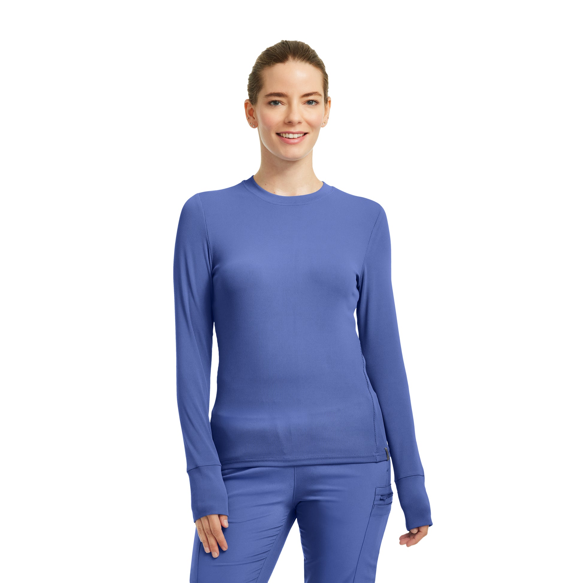 Forward LT103 Women's 1 Pocket Long Sleeve Tee Ceil Blue Image