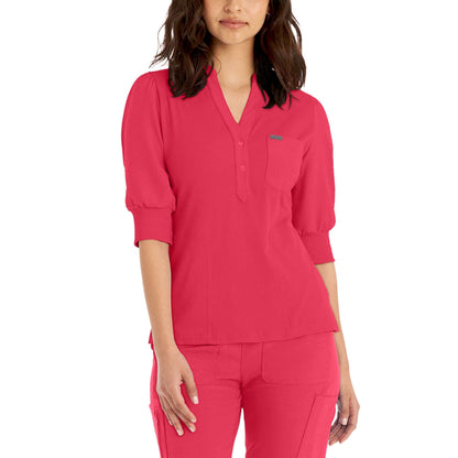 Forward LT114 Women's 3 Pocket Y Neck Scrub Top Tea Berry Image