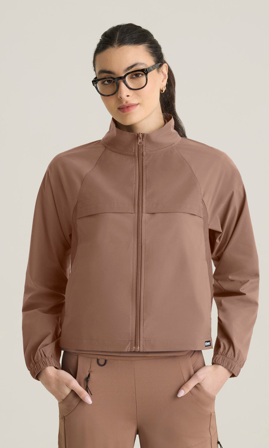 Grey's Anatomy Knits GRSJ940 Crystal Jacket Brownstone - front