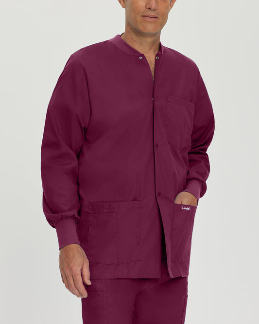 Essentials 7551 Men's 5 Pocket Warm Up Scrub Jacket Wine Image