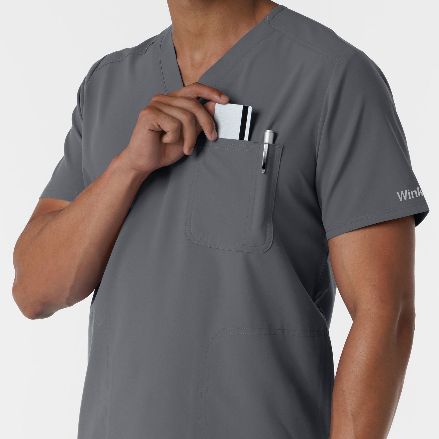 NURTUR 6380 Men's V-Neck Scrub Top Pewter