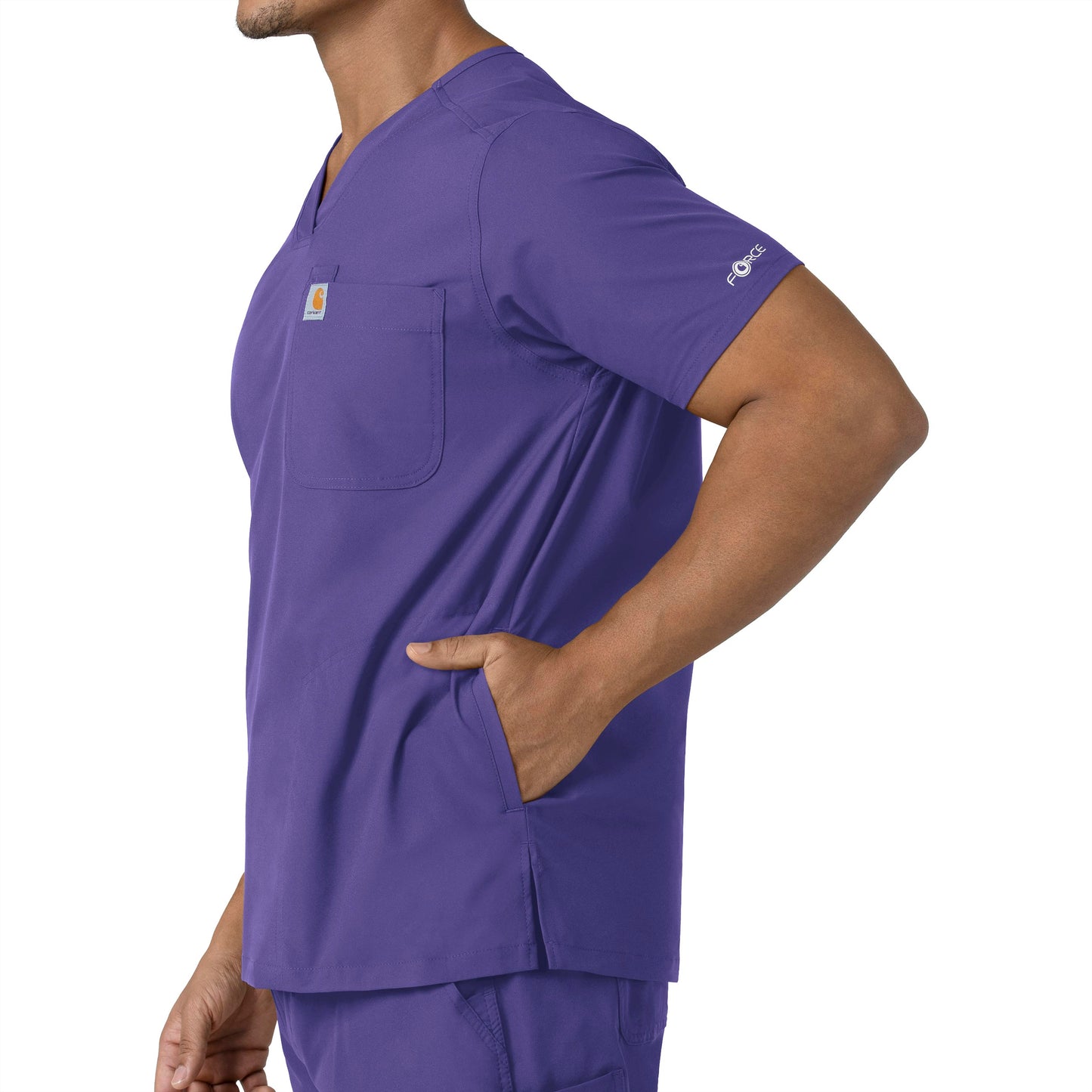 Force Essentials C16113 Men's V-Neck Shirttail Scrub Top Grape Model Image Alternate | Carhartt