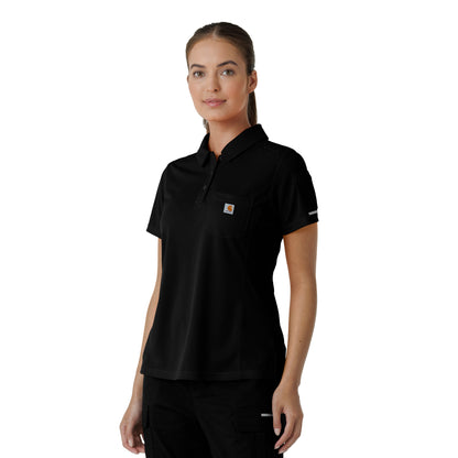 Rugged Flex C12119 Women's Lightweight Short Sleeve Polo Scrub Top Black