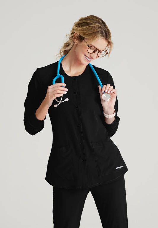 Skechers SK401 Stability Scrub Jacket Black Model Image Front | Barco