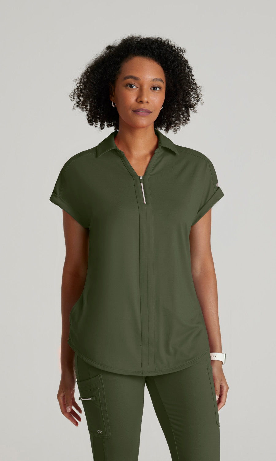 Barco One Performance Knits BOT210 Engage Knit Scrub Top Olive