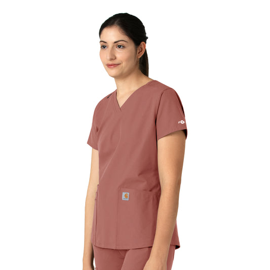 Force Essentials C12113 V-Neck Scrub Top Wildrose Model Image Right Side | Carhartt