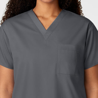 WonderWORK 100 Unisex V-Neck Scrub Top Pewter Model Image Alternate | Wink