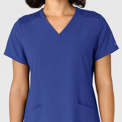 W123 6145 Women's Flex-n-Reach Side Panel V-Neck Scrub Top Galaxy Blue