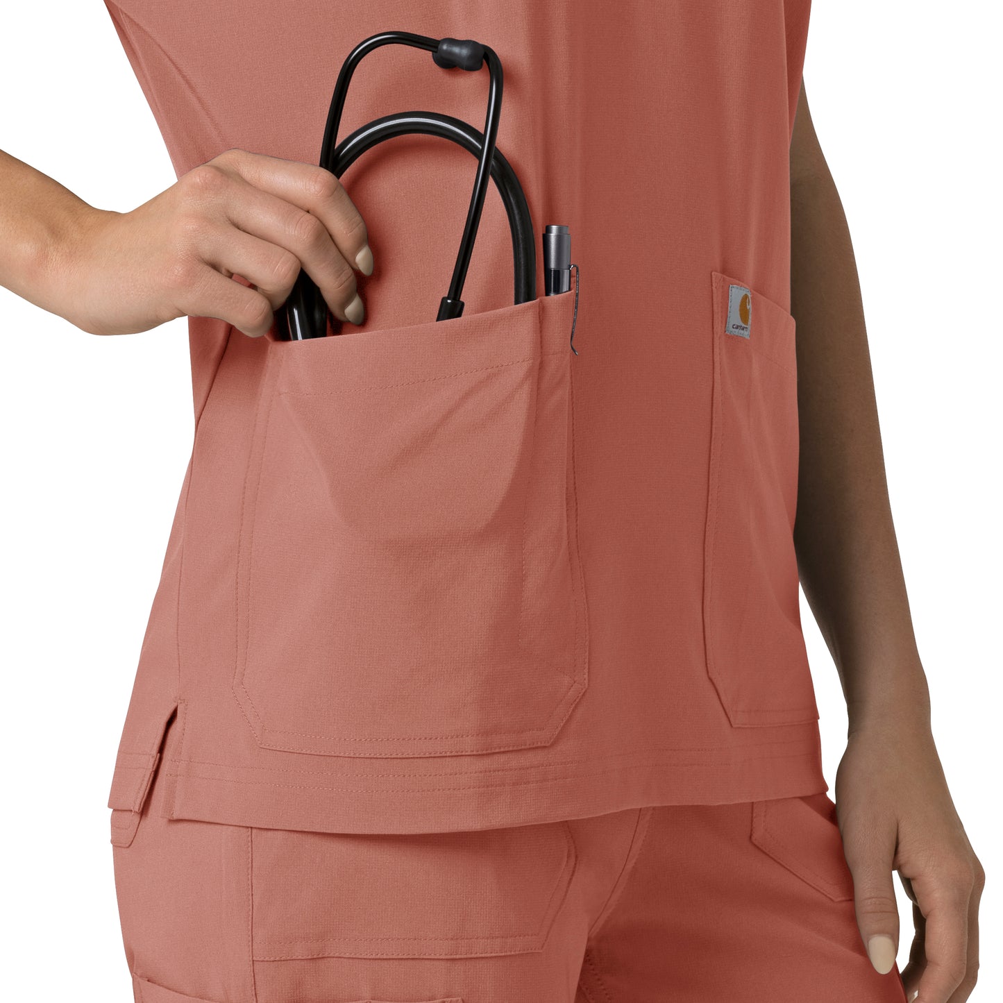 Force Cross-Flex C13110 Oversized V-Neck Scrub Top Wildrose Model Image Alternate | Carhartt