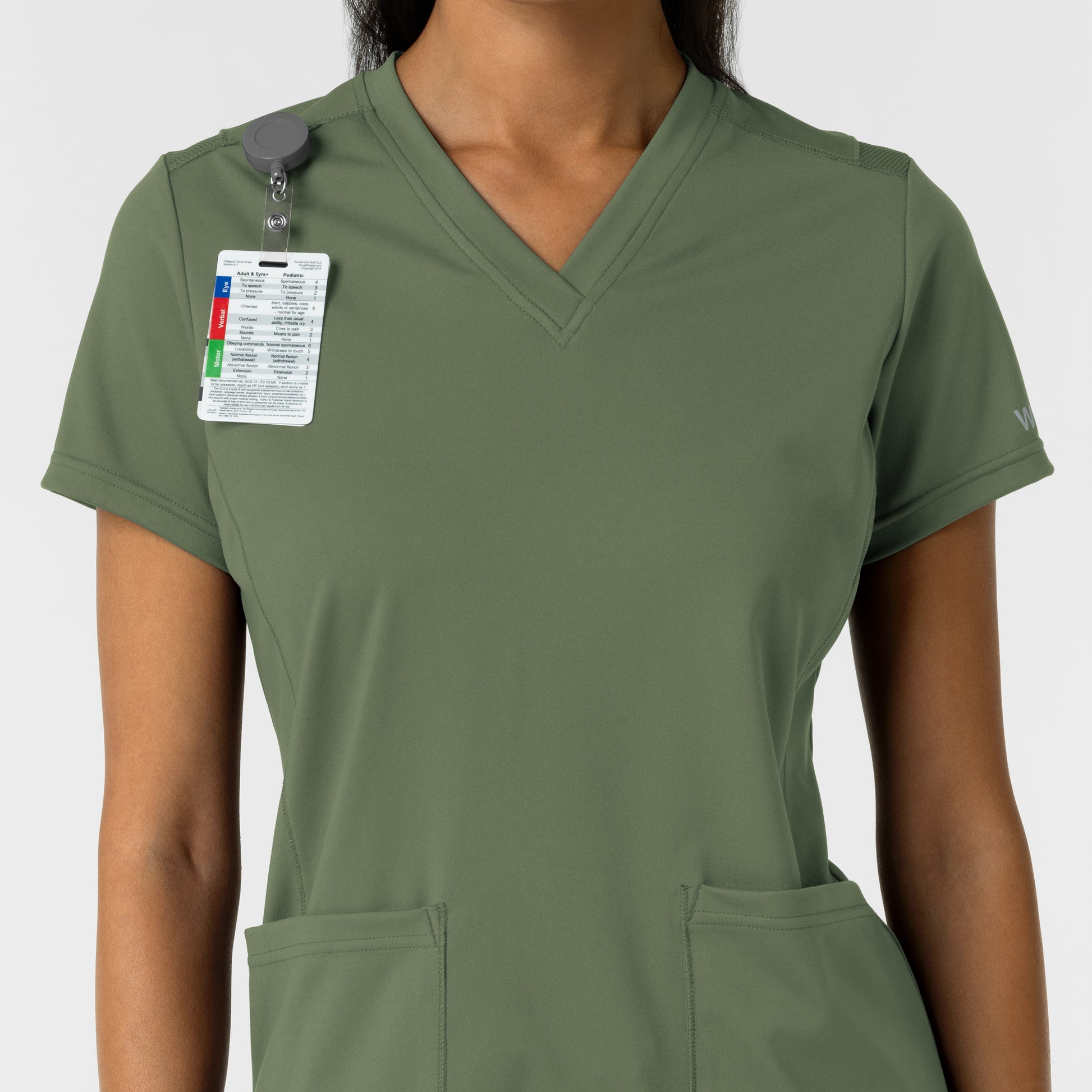 RENEW Knit 6559 Women's 2-Pocket Scrub Top Olive