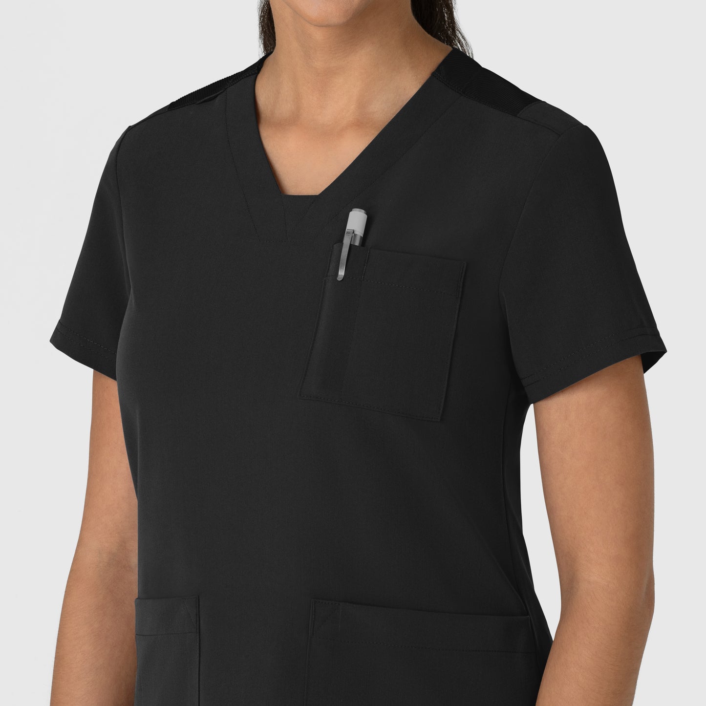 Nova 6132 Flex-n-Reach V-Neck Scrub Top Black Model Image Alternate | Wink