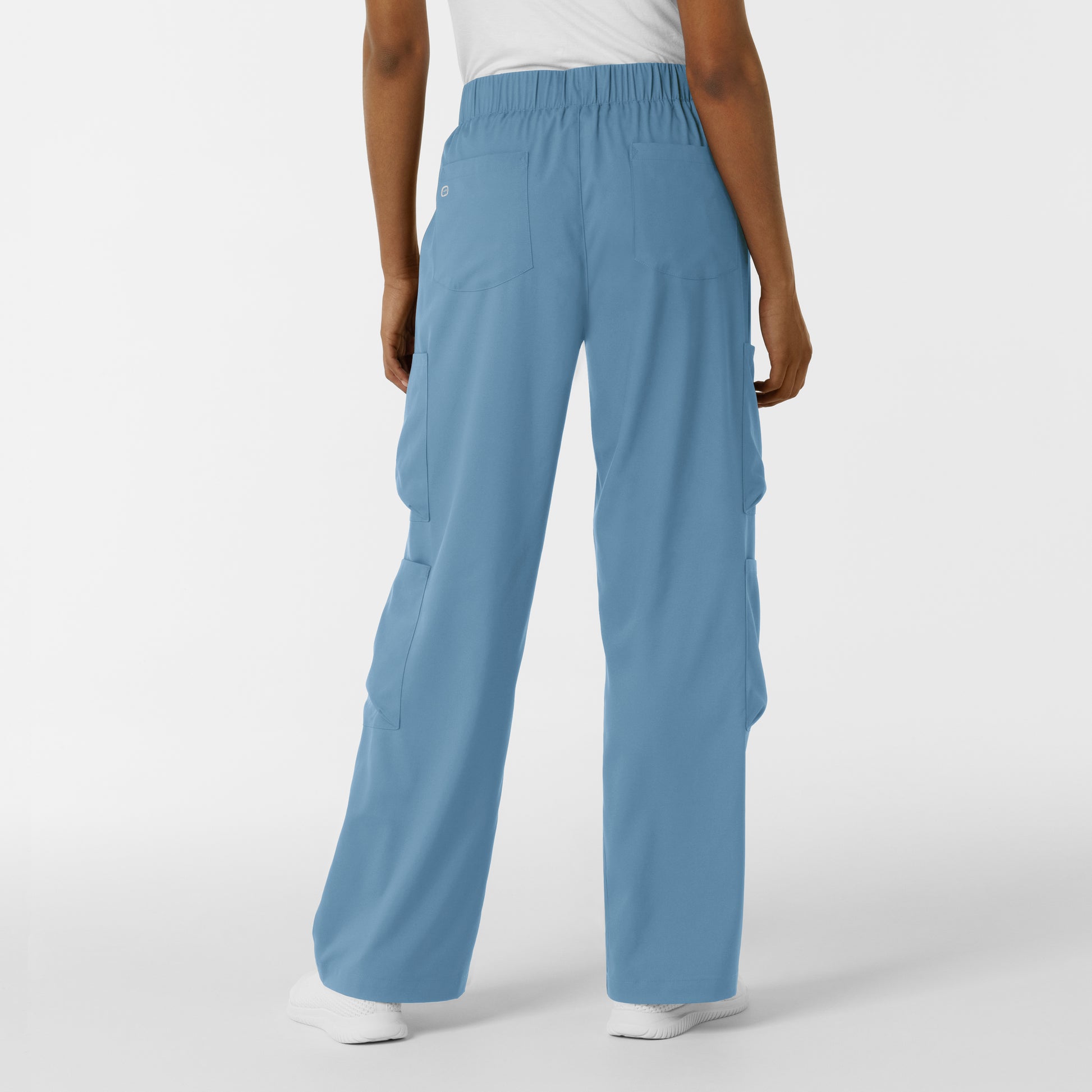 Boundless 5451 Women's Classic Wide Leg Cargo Scrub Pants Pacific Blue