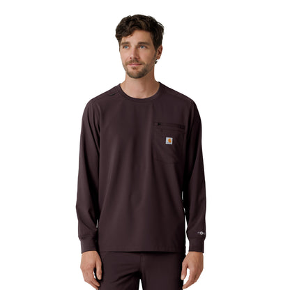 Force Cross-Flex C16610 Men's Crew Neck Long Sleeve Scrub Top Dark Sepia