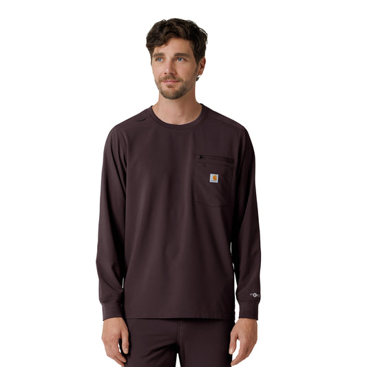 Force Cross-Flex C16610 Men's Crew Neck Long Sleeve Scrub Top Dark Sepia
