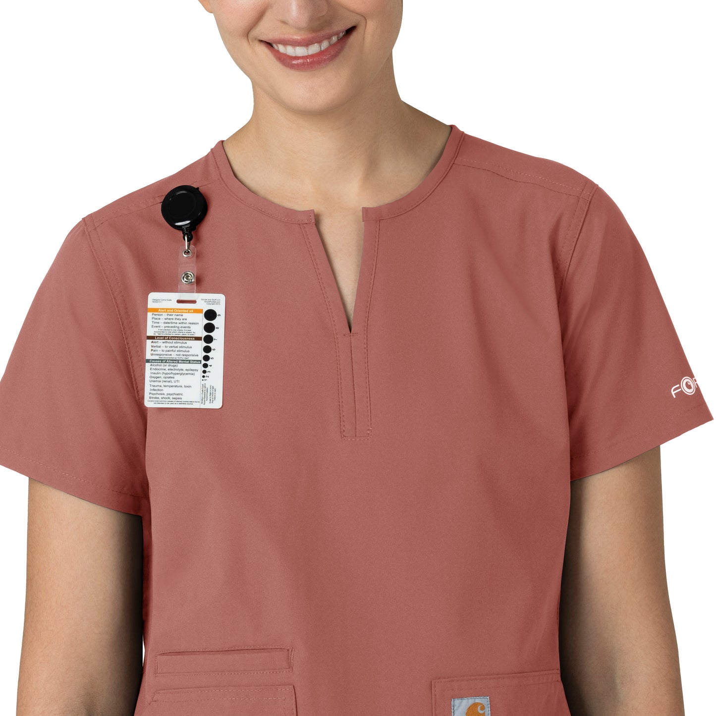 Force Essentials C12213 Notch Neck Tunic Scrub Top Wildrose Model Image Alternate | Carhartt