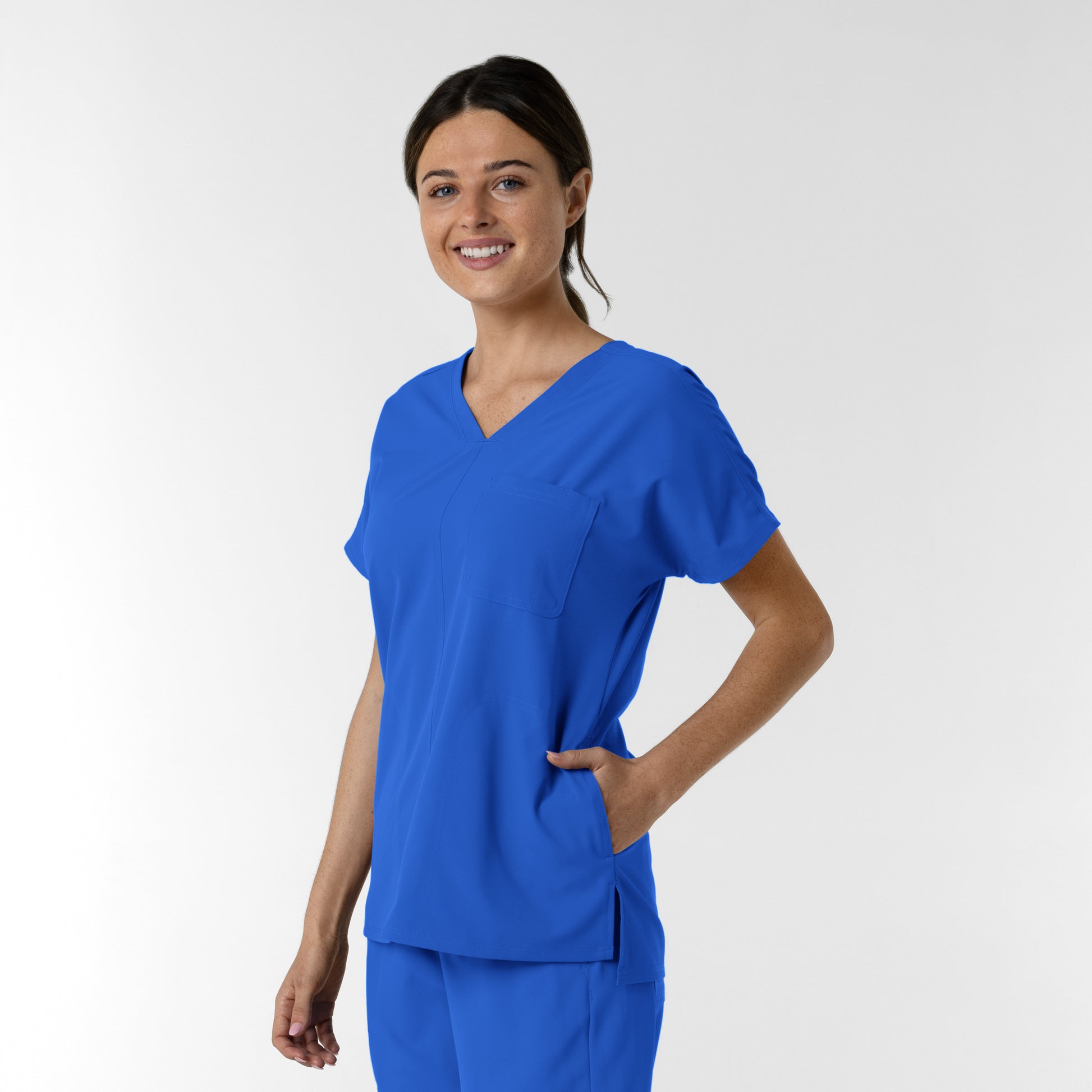 NURTUR 6280 Women's Drop Shoulder Tunic Scrub Top Royal
