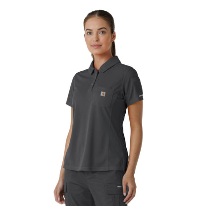 Rugged Flex C12119 Women's Lightweight Short Sleeve Polo Scrub Top Pewter