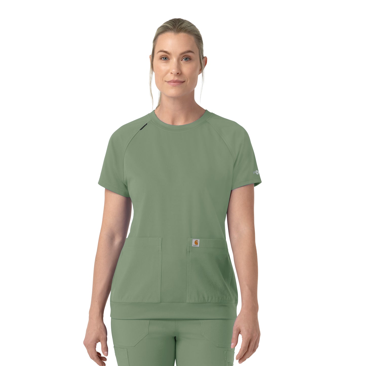 Force Cross-Flex C13290 Knit Women's Crew Neck Scrub Top Green Slate