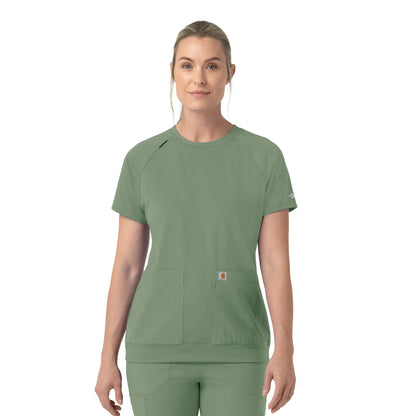 Force Cross-Flex C13290 Knit Women's Crew Neck Scrub Top Green Slate