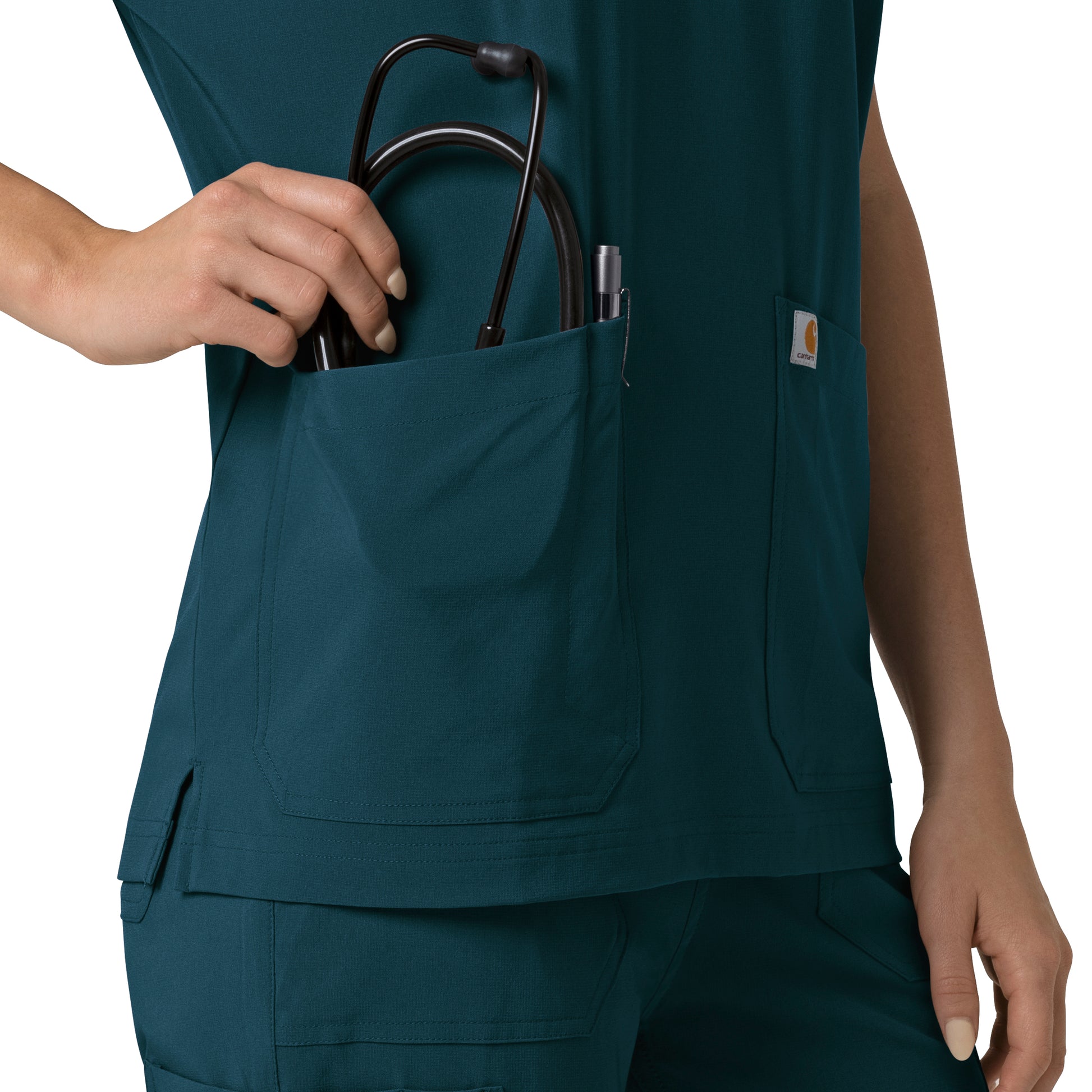 Force Cross-Flex C13110 Oversized V-Neck Scrub Top Caribbean Model Image Alternate | Carhartt