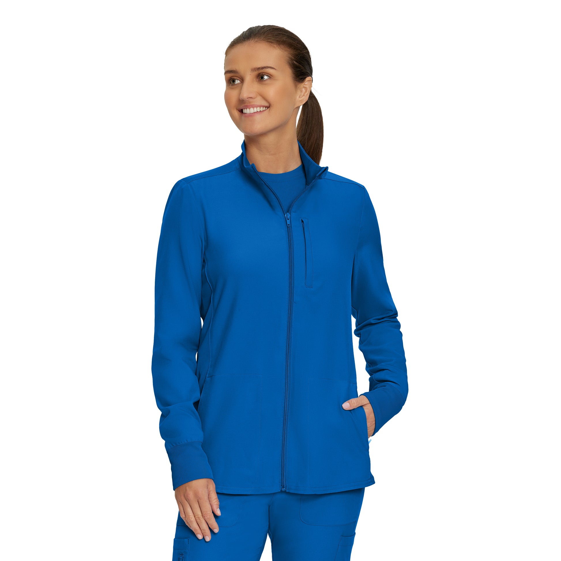 Forward LJ700 Women's 3 Pocket Scrub Jacket Royal Image