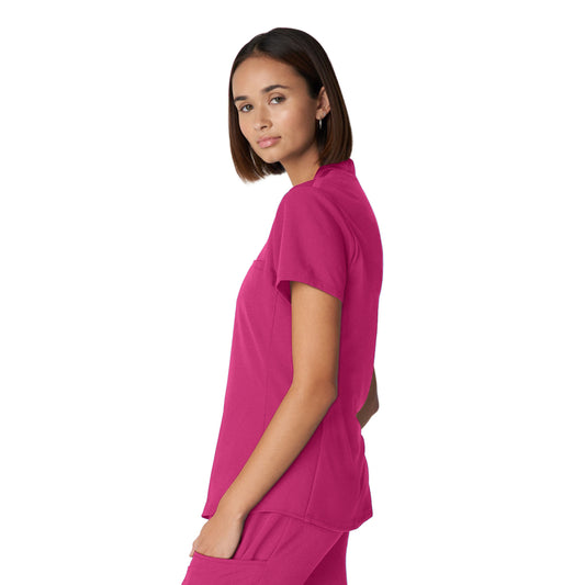 V-Tess WT110 Women's 2 Pocket V Neck Scrub Top Pink Flash Image