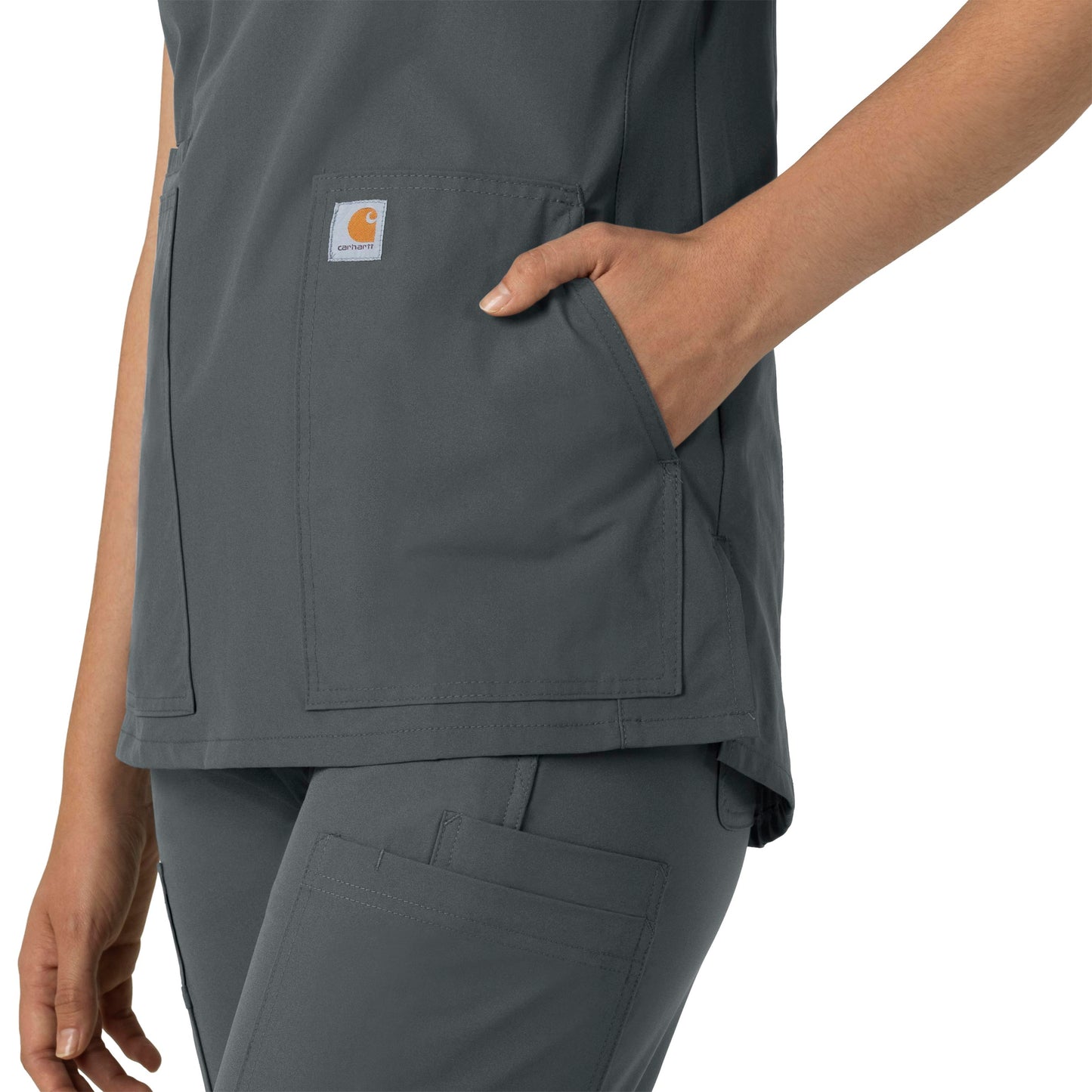 Force Essentials C12213 Notch Neck Tunic Scrub Top Pewter Model Image Alternate | Carhartt