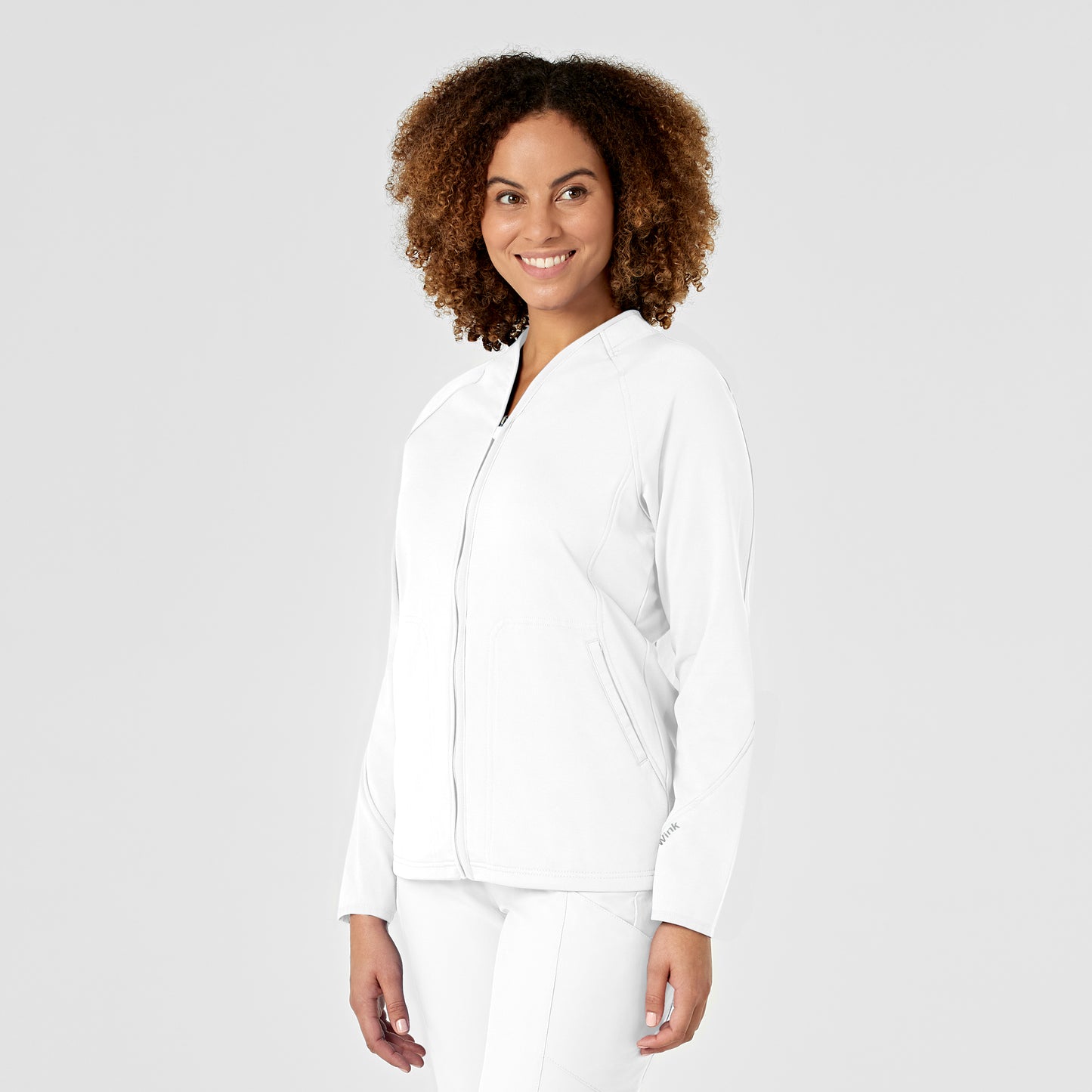 Layers 8209 Fleece Full Zip Jacket White Model Image Right Side | Wink