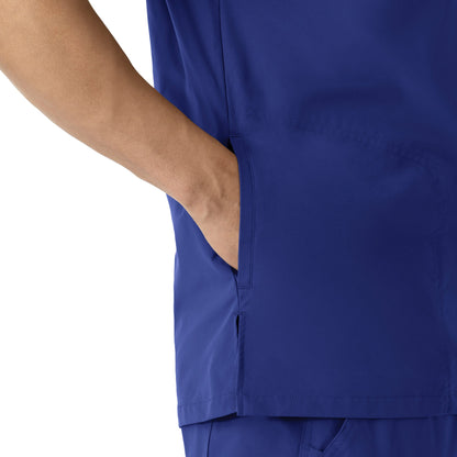 Force Essentials C16113 Men's V-Neck Shirttail Scrub Top Galaxy Blue