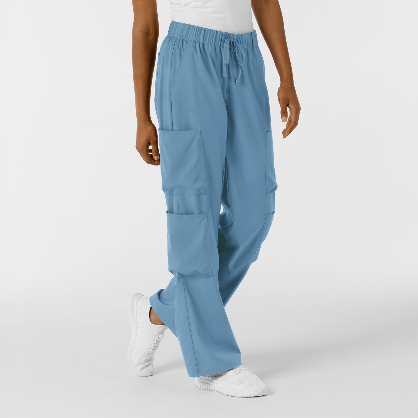 Boundless 5451 Women's Classic Wide Leg Cargo Scrub Pants Pacific Blue
