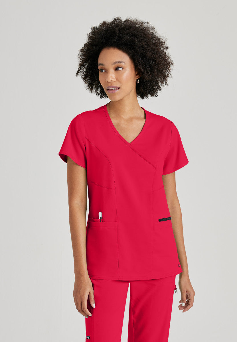 Greys Anatomy Stretch GRST001 Kim Scrub Top Scarlet Red