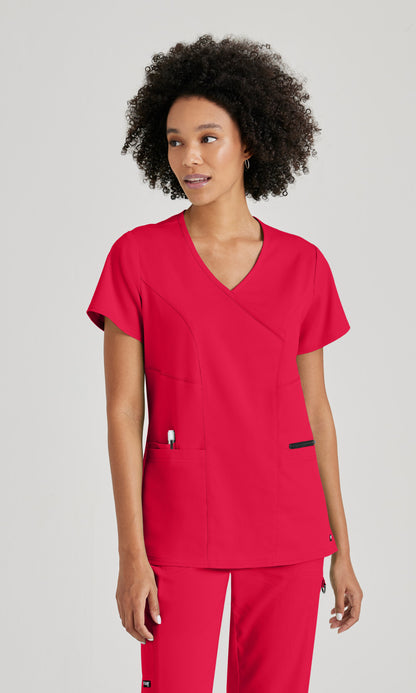 Grey's Anatomy Stretch GRST001 Kim Scrub Top Scarlet Red