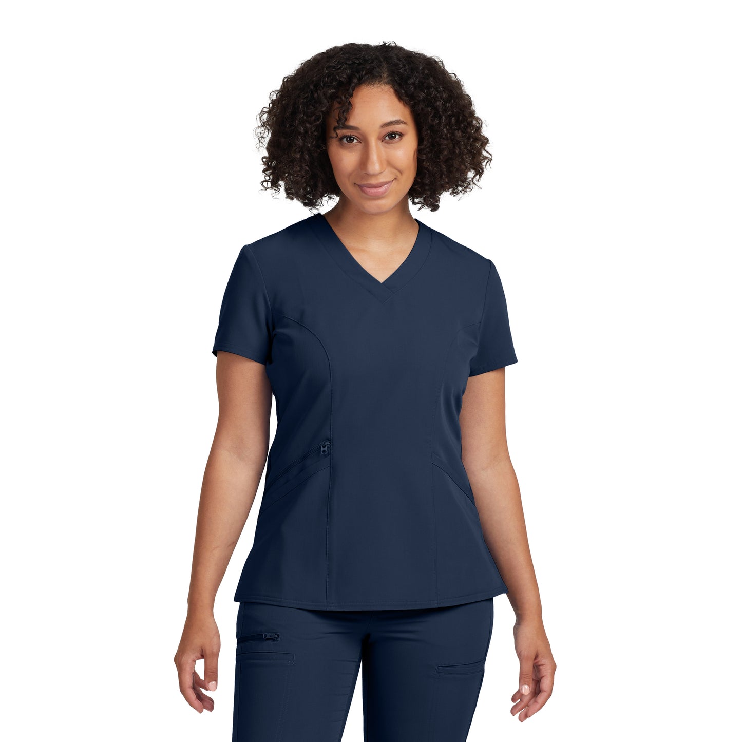 V-Tess WT134 Women's 3 Pocket V Neck Scrub Top Navy Image