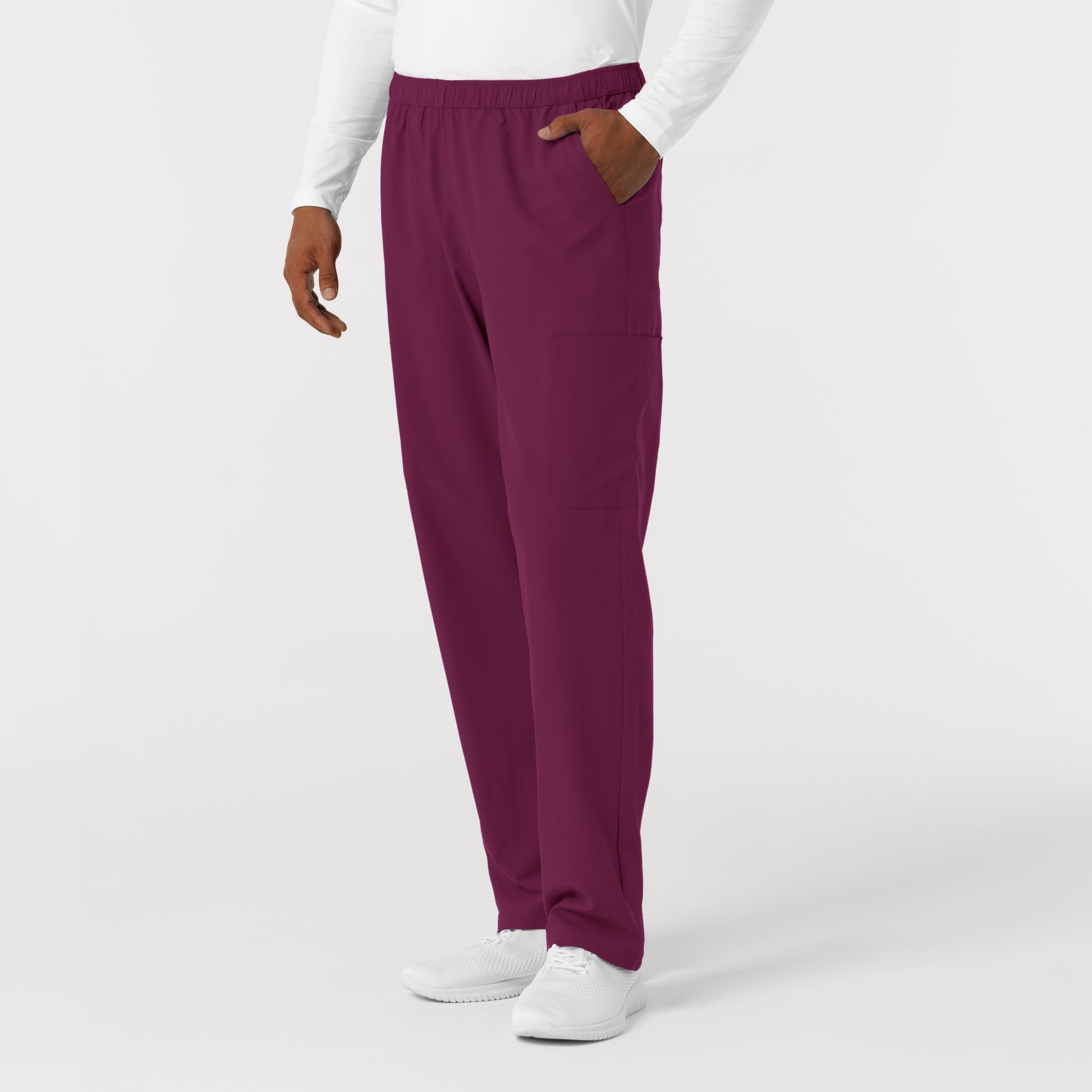 NURTUR 5380 Men's Straight Leg Cargo Scrub Pants Wine