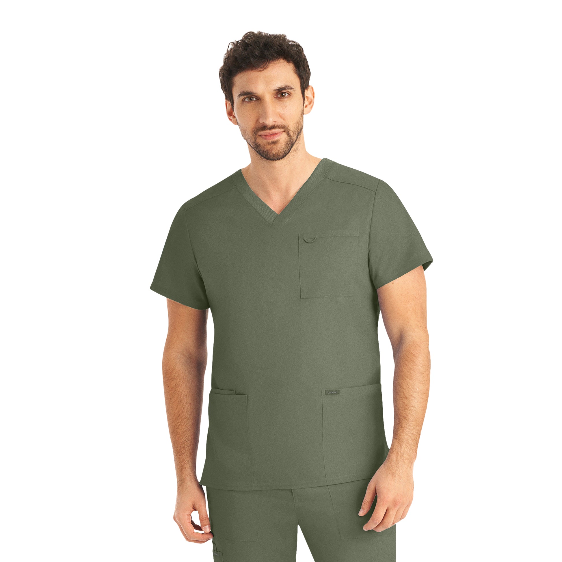 ProFlex LT109 Men's 4 Pocket V Neck Scrub Top Olive Moss Image