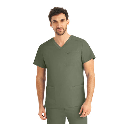 ProFlex LT109 Men's 4 Pocket V Neck Scrub Top Olive Moss Image