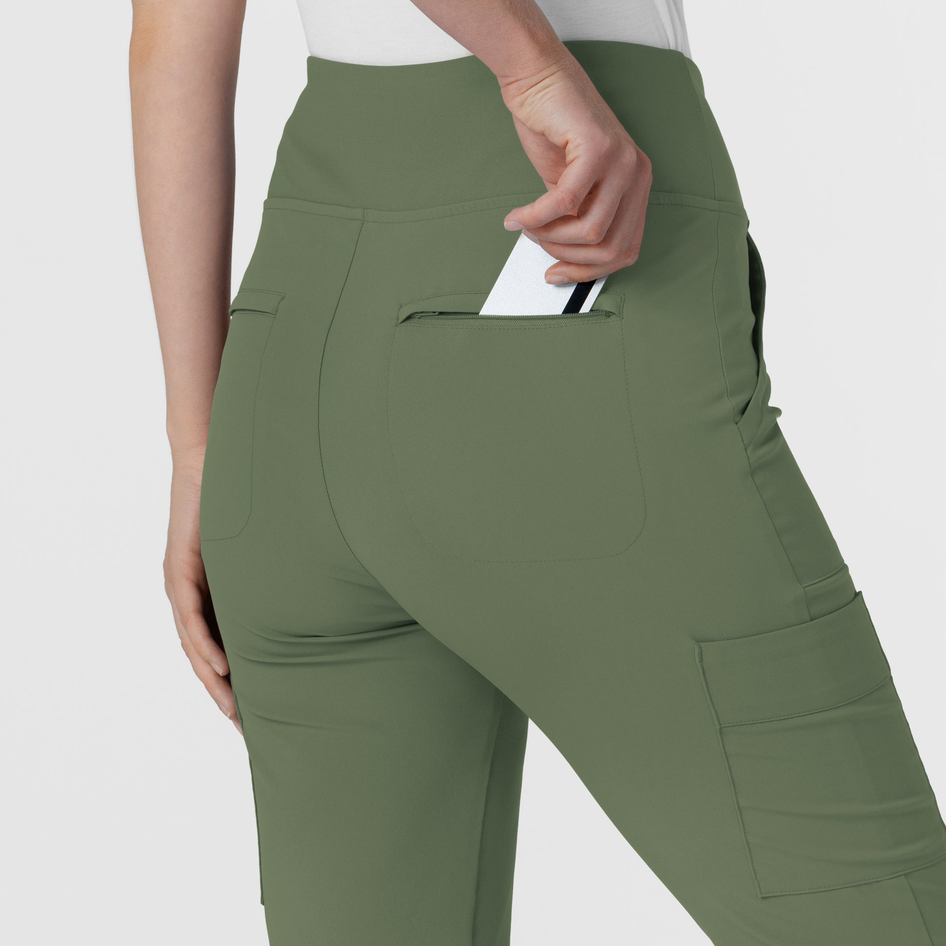 RENEW 5534 Cargo Flare Scrub Pants Olive Model Image Alternate | Wink