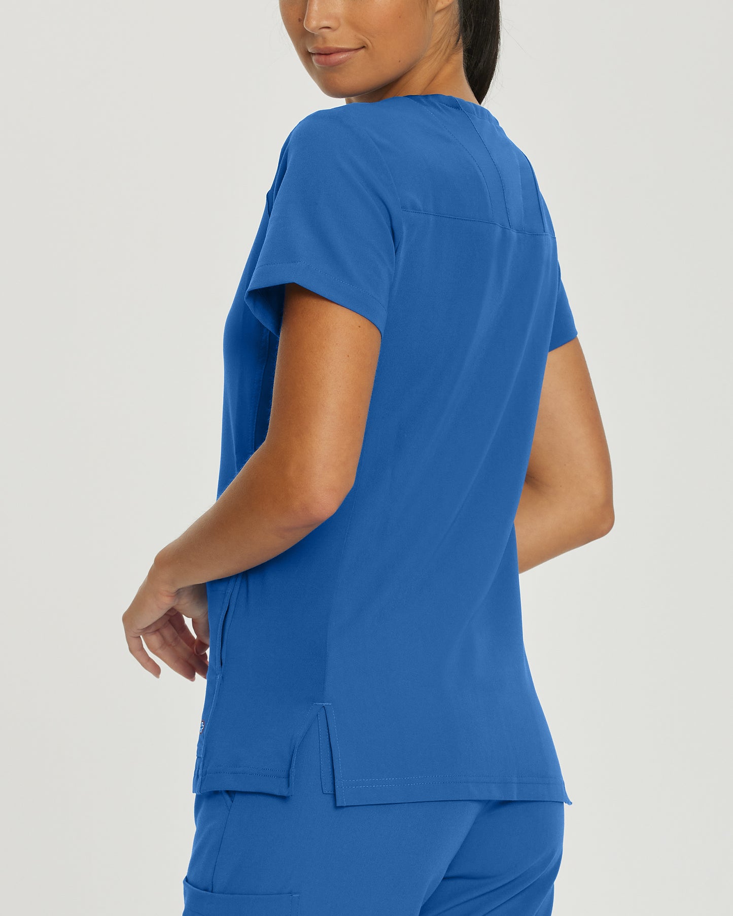 V-Tess 950 Women's 4 Pocket V Neck Scrub Top Royal Image