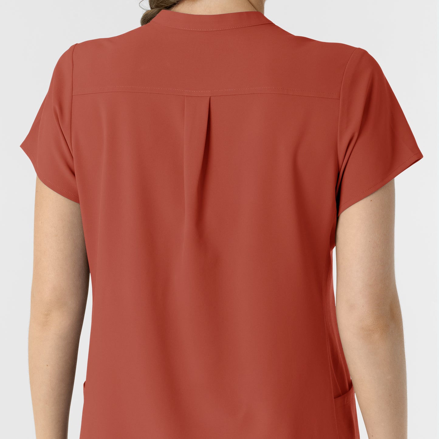 RENEW 6734 Mandarin Collar Scrub Top Mineral Red Model Image Alternate | Wink