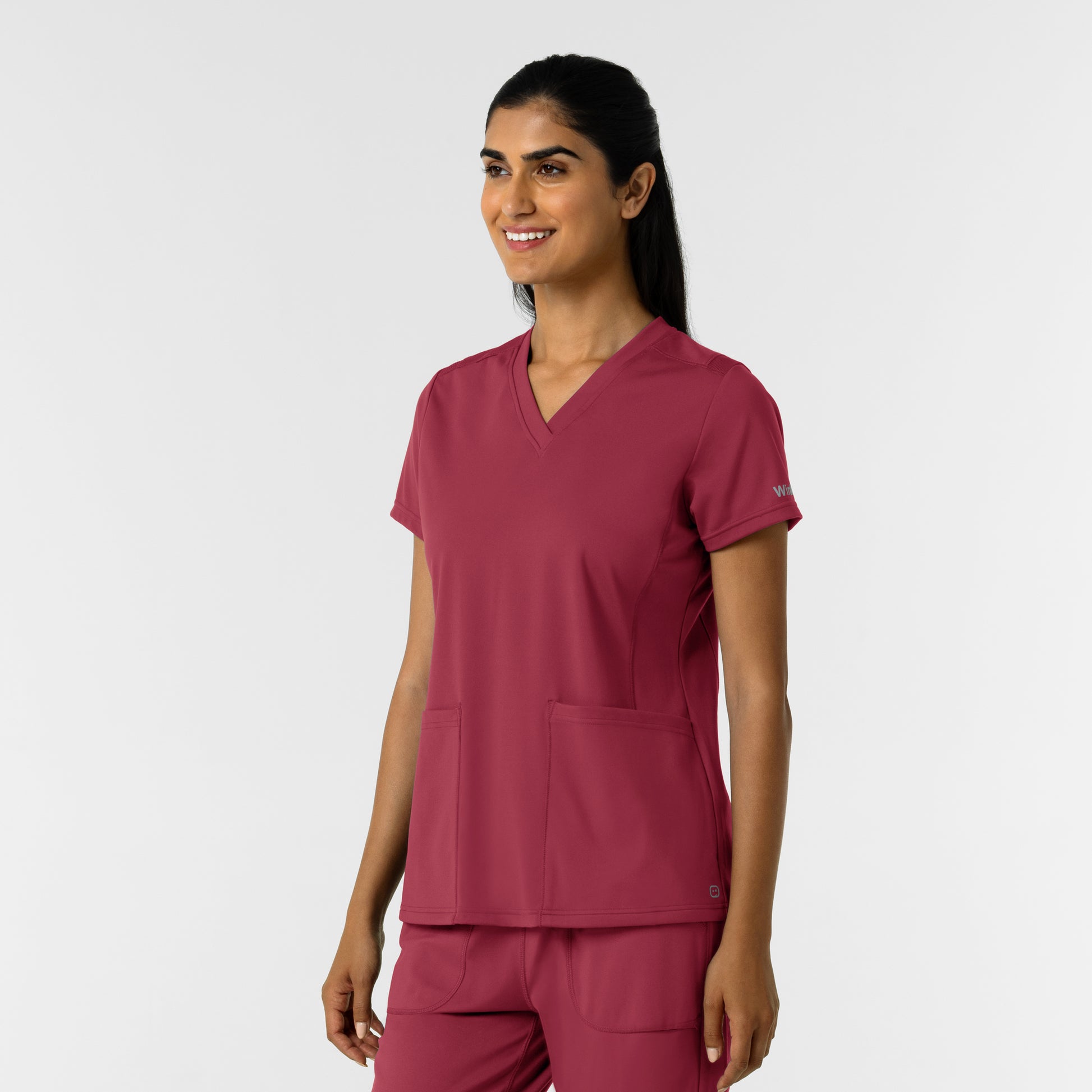 RENEW Knit 6559 Women's 2-Pocket Scrub Top Ruby